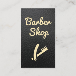 Barber Shop Leather   Shave Blade Visitenkarte