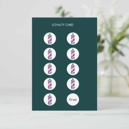 Barber Shop Loyalty Punch Card Dankeskarte (Stehend Vorderseite)