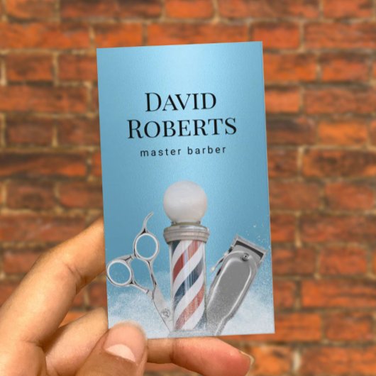 Barber Shop Master Barber Modern Blue Barbershop Visitenkarte