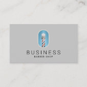Barber Shop Modernes Blue Barber Pole Logo Visitenkarte (Vorderseite)