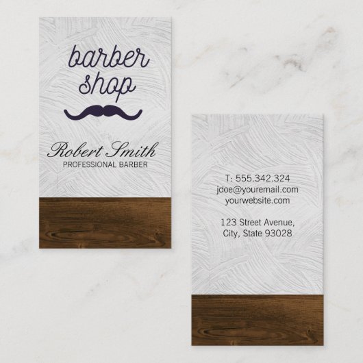 Barber Shop Mustache Visitenkarte (Vorne/Hinten)