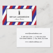 Barber Shop Pole - Red Blue Stripes Business Card Visitenkarte (Vorne/Hinten)