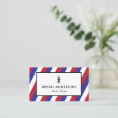Barber Shop Pole - Red Blue Stripes Business Card Visitenkarte (Stehend Vorderseite)