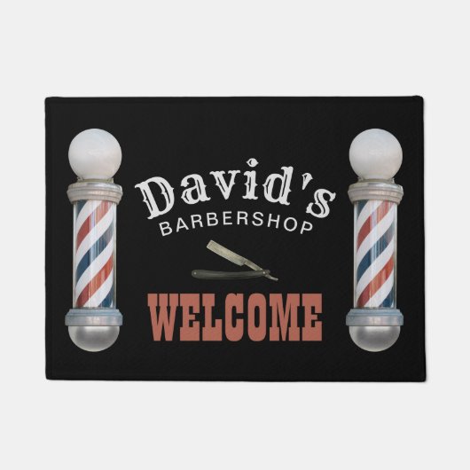 Barber Shop Polen Barbershop Hair Stylist Willkomm Fußmatte (Vorderseite)