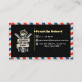 Barber Shop Professional Blue & Red Stripes Custom Visitenkarte (Rückseite)