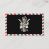 Barber Shop Professional Blue & Red Stripes Custom Visitenkarte (Vorderseite)