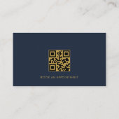 Barber Shop QR-Code Navy Blau Visitenkarte (Rückseite)