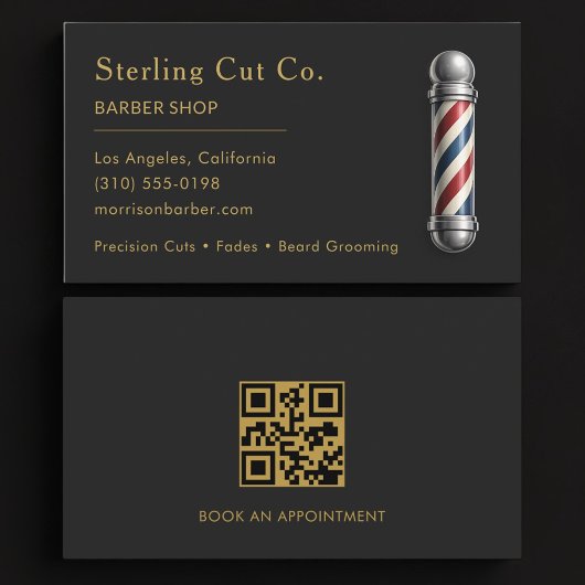 Barber Shop QR Code Professional Visitenkarte