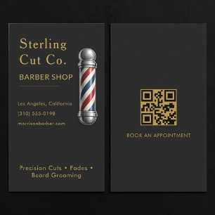 Barber Shop QR-Code Schwarz Visitenkarte