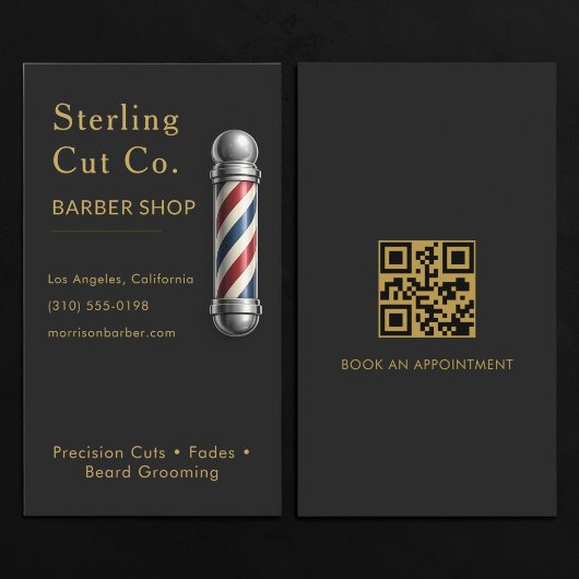 Barber Shop QR-Code Schwarz Visitenkarte