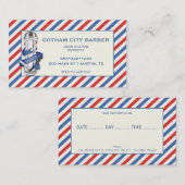 Barber Shop Red White Blue Streifen Pole Terminkarte (Vorne/Hinten)