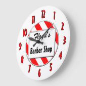 Barber Shop Red White Custom Retlock Große Wanduhr (Winkel)