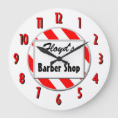 Barber Shop Red White Custom Retlock Große Wanduhr (Vorderseite)