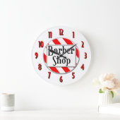 Barber Shop Red White Retuschieruhr Große Wanduhr (Zuhause)