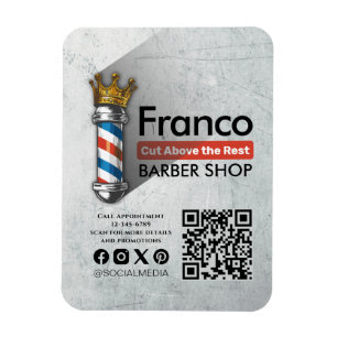Barber Shop Royal Crown Barber Pole Friseur Salon  Magnet
