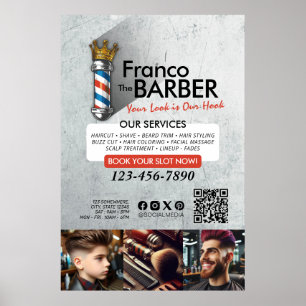 Barber Shop Royal Crown Barber Pole Friseur Salon  Poster