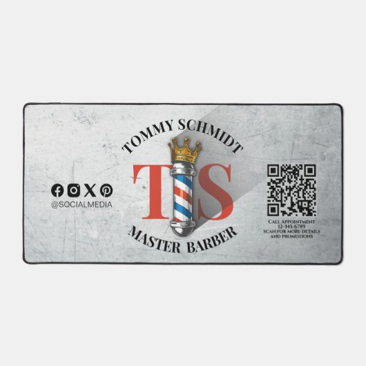 Barber Shop Royal Crown Barber Pole Friseur Salon Schreibtischunterlage (Vorderseite)