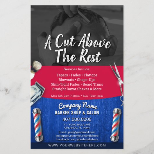 Barber Shop & Salon Individuell anpassbare Couponv Flyer (Vorne)