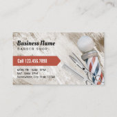 Barber Shop Schere & Barber Pole Grunge Holz Visitenkarte (Vorderseite)