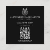 Barber Shop Silver Wolf Professional QR-Code Quadratische Visitenkarte (Rückseite)