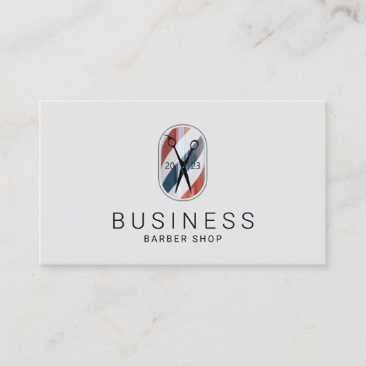 Barber Shop Stilvolle Barber Pole Logo Haar Stylis Visitenkarte (Vorderseite)