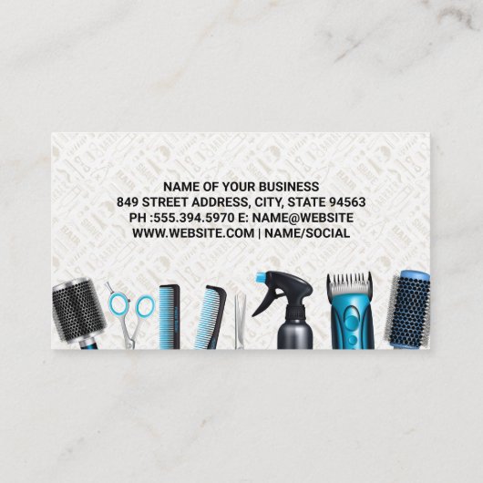 Barber Shop Stilvolle Tools | Muster Visitenkarte (Rückseite)