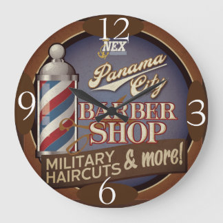 Barber Shop Time auf Große Wanduhr