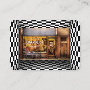 Barber Shop Vintage Schwarz, Weiß, Schachbrettmust Visitenkarte
