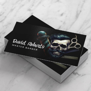Barber Skull Barbershop Professioneller Haarstylis Visitenkarte