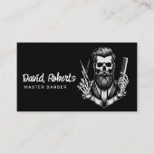 Barber Skull Barbershop Schlicht Black Hair Stylis Visitenkarte (Vorderseite)