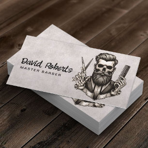 Barber Skull Barbershop Vintage Hairstylist Visitenkarte