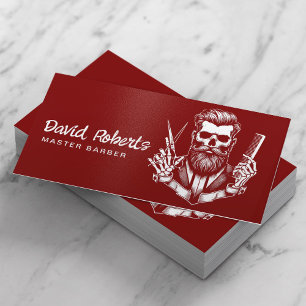 Barber Skull Beruflich Red Hair Stylist Visitenkarte