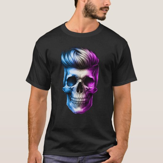 Barber Skull mit Fashion Faircuts Haar Stylist T-Shirt (Vorderseite)