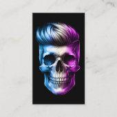 Barber Skull Modern Hair Stylist Barbershop Schwar Visitenkarte (Vorderseite)