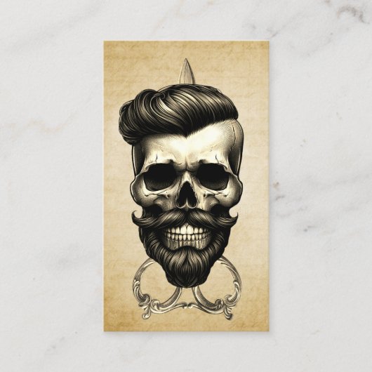 Barber Skull Stylish Hair Stylist Barbershop Visitenkarte (Vorderseite)