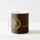 Barber Stylist Luxus Gold dunkelbraunes Leder auss Kaffeetasse (Vorderseite Links)