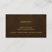 Barber Stylist Luxus Gold dunkelbraunes Leder auss Visitenkarte (Rückseite)