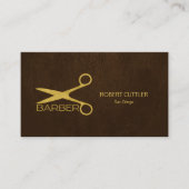 Barber Stylist Luxus Gold dunkelbraunes Leder auss Visitenkarte (Vorderseite)