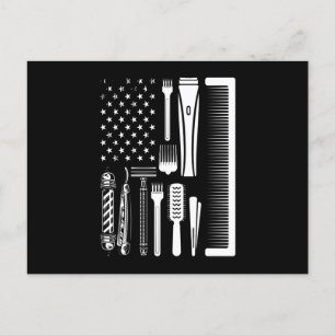 Barber Tools American Flag Postkarte
