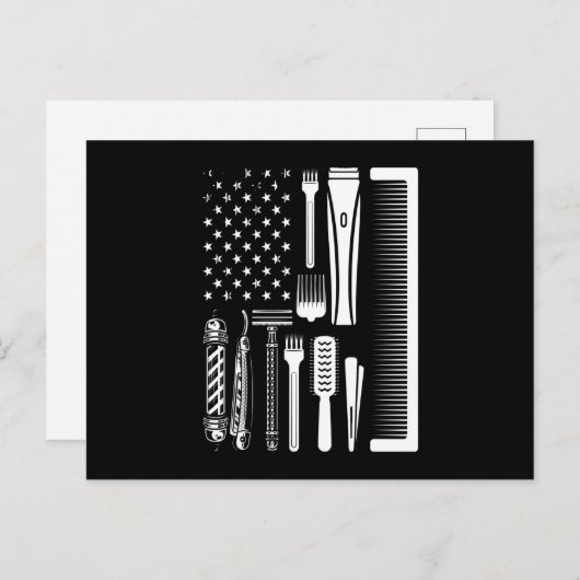 Barber Tools American Flag Postkarte (Vorne/Hinten)