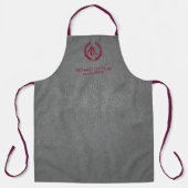 Barbername Bordeaux Logo Friseurgeschäft Grauleder Schürze (Vorderseite)