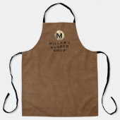Barbername Brown Suede Gold Monogramm Schürze (Vorderseite)