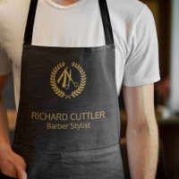 Barbername Gold Logo Friseur schwarzes Leder