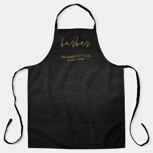 Barbername Goldskriptgeschäft Friseur schwarzes Le Schürze (Vorderseite)