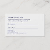 Barberrot-weißes Logo gestreift moderne Befassung Empfehlungskarte (Rückseite)