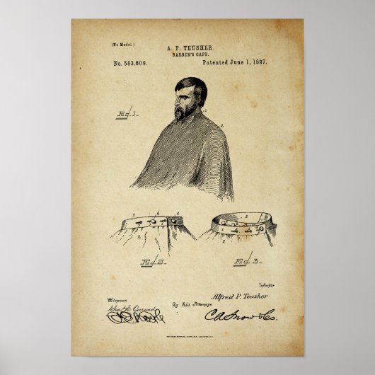 Barber's Cape Antique Patent Poster Old Look (Vorne)