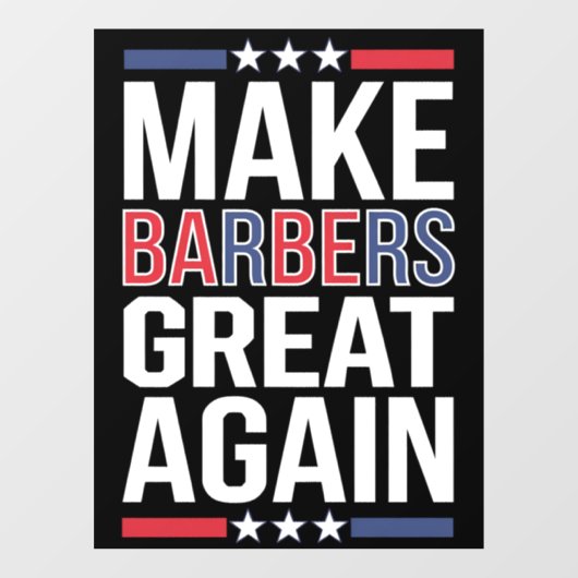 Barbers für Trump 2024 wieder zu großen Barrieren Fensteraufkleber (Blatt)