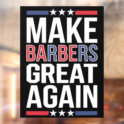 Barbers für Trump 2024 wieder zu großen Barrieren Fensteraufkleber (Blatt 2)