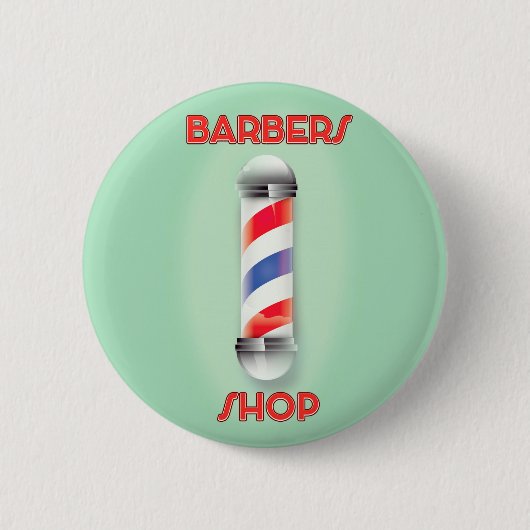 Barbers Shop Vintages Pole-Zeichen Button (Vorderseite)