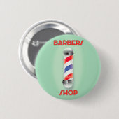 Barbers Shop Vintages Pole-Zeichen Button (Vorne & Hinten)